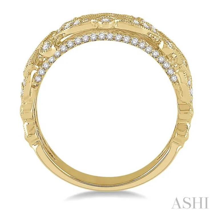 1/2 ctw Lattice Round Cut Diamond Fashion Band in 14K Yellow Gold