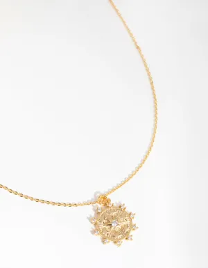 18ct Gold Plated Cubic Zirconia Coin Necklace