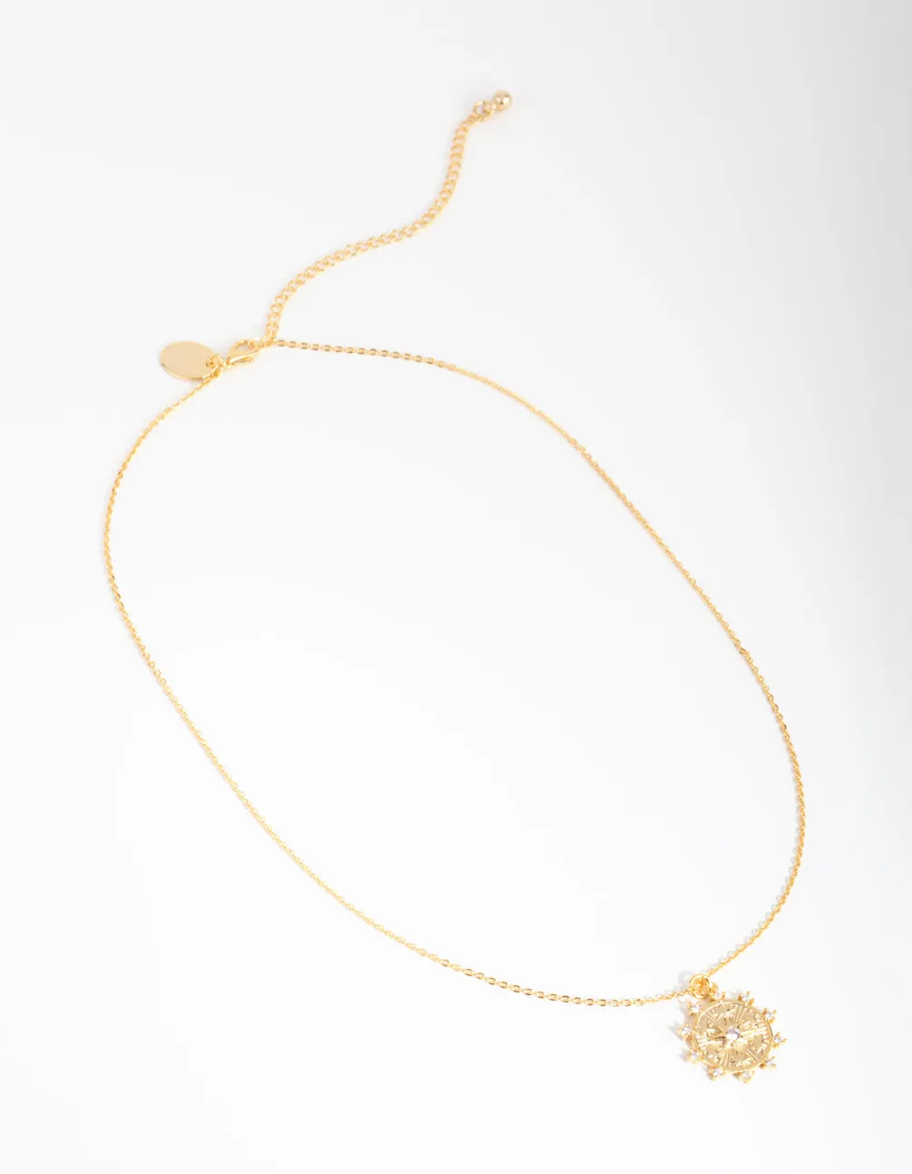 18ct Gold Plated Cubic Zirconia Coin Necklace