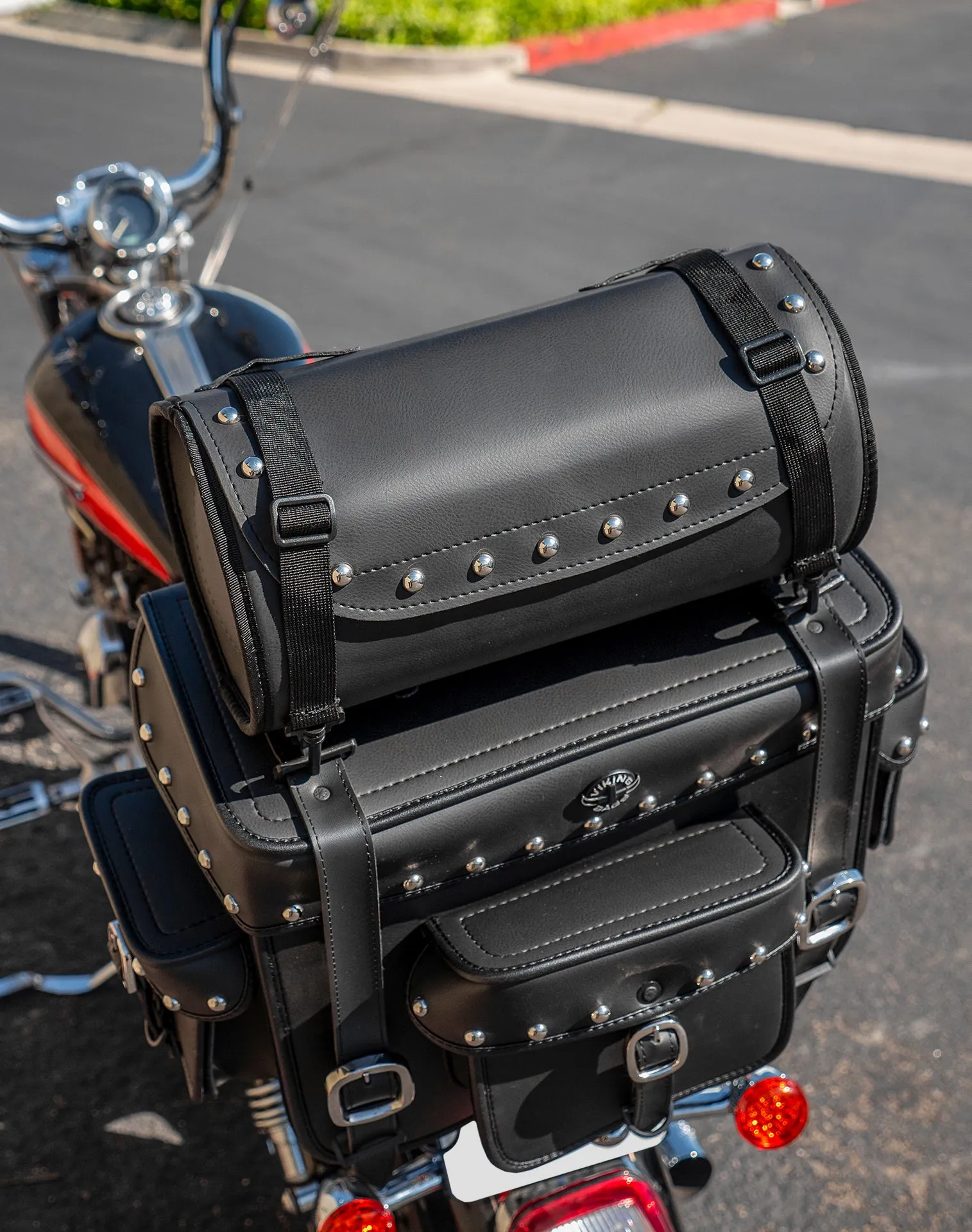 35L - Revival Series XL Studded Motorcycle Sissy Bar Bag