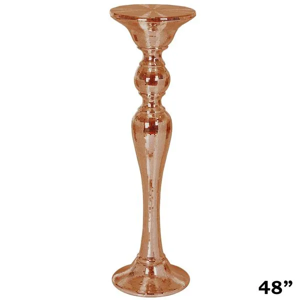 48” Rose Gold Mirror Mosaic Polystone Floor Vase Wedding Aisle Prop Party Columns