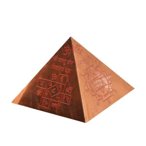 ACS Copper Pyramid - Top Printed 4.5" vastu Pyramid Yantra at Home and Office for Positive Energy