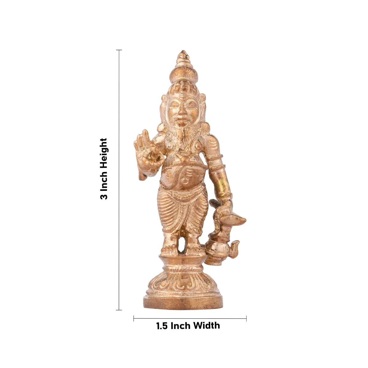 Agathiyar Murti - 3 x 1.5 Inches | Panchaloha Idol/ Agastya Idol for Pooja/ 110 Gms Approx