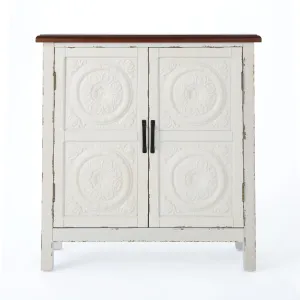 Aliana Finished Firwood Cabinet with Faux Wood Overlay and Accented Top