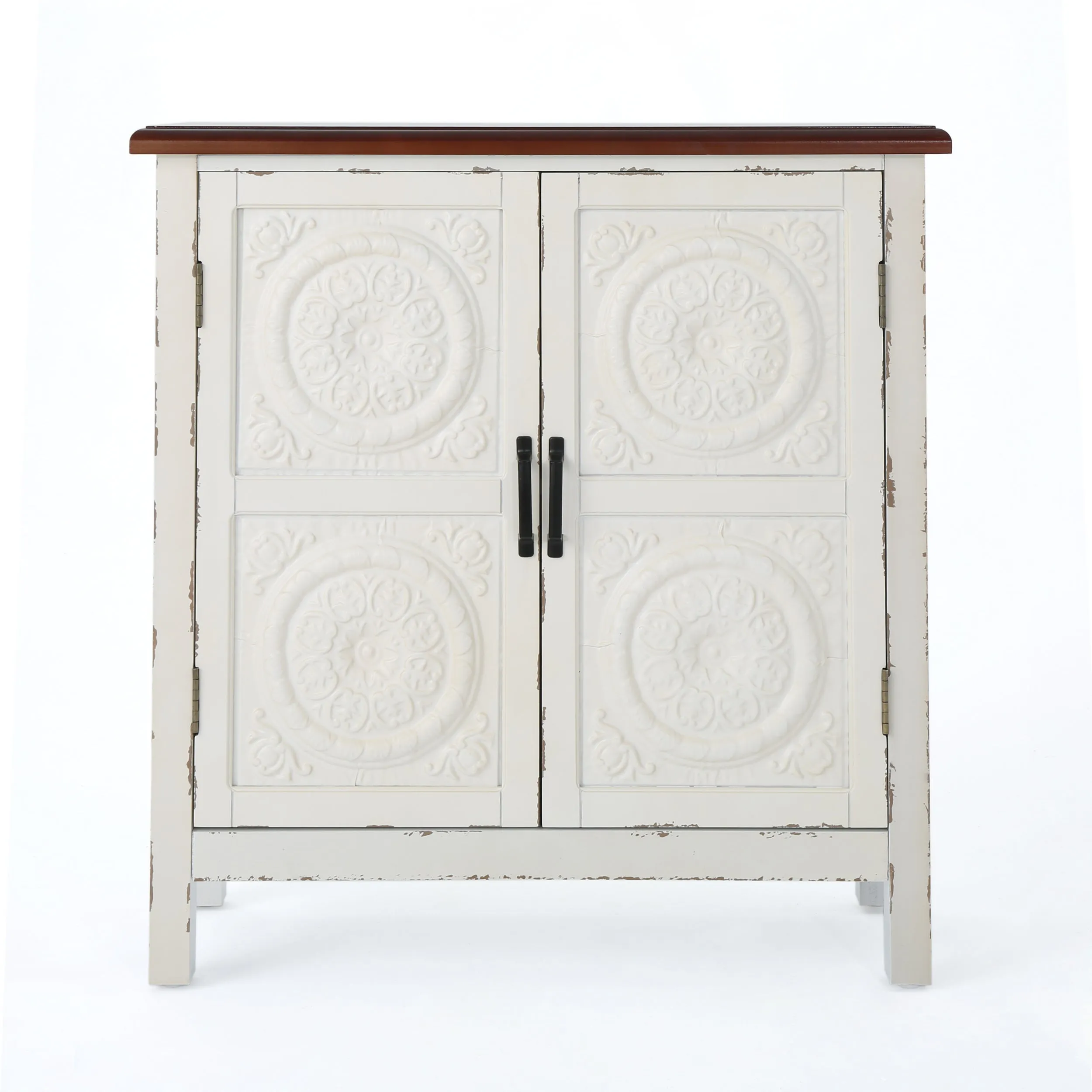 Aliana Finished Firwood Cabinet with Faux Wood Overlay and Accented Top