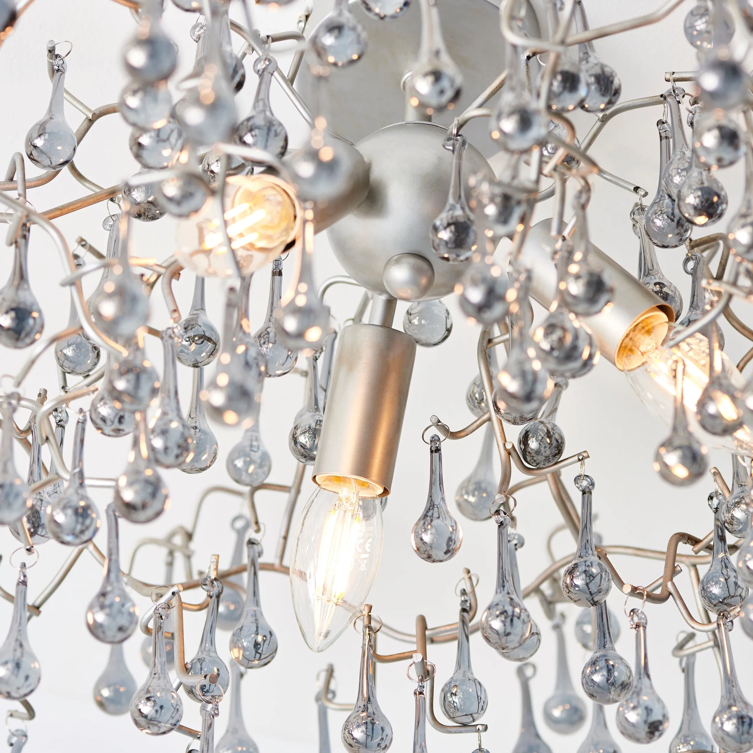 Amos Chatsworth Flush Chandelier Aged Silver