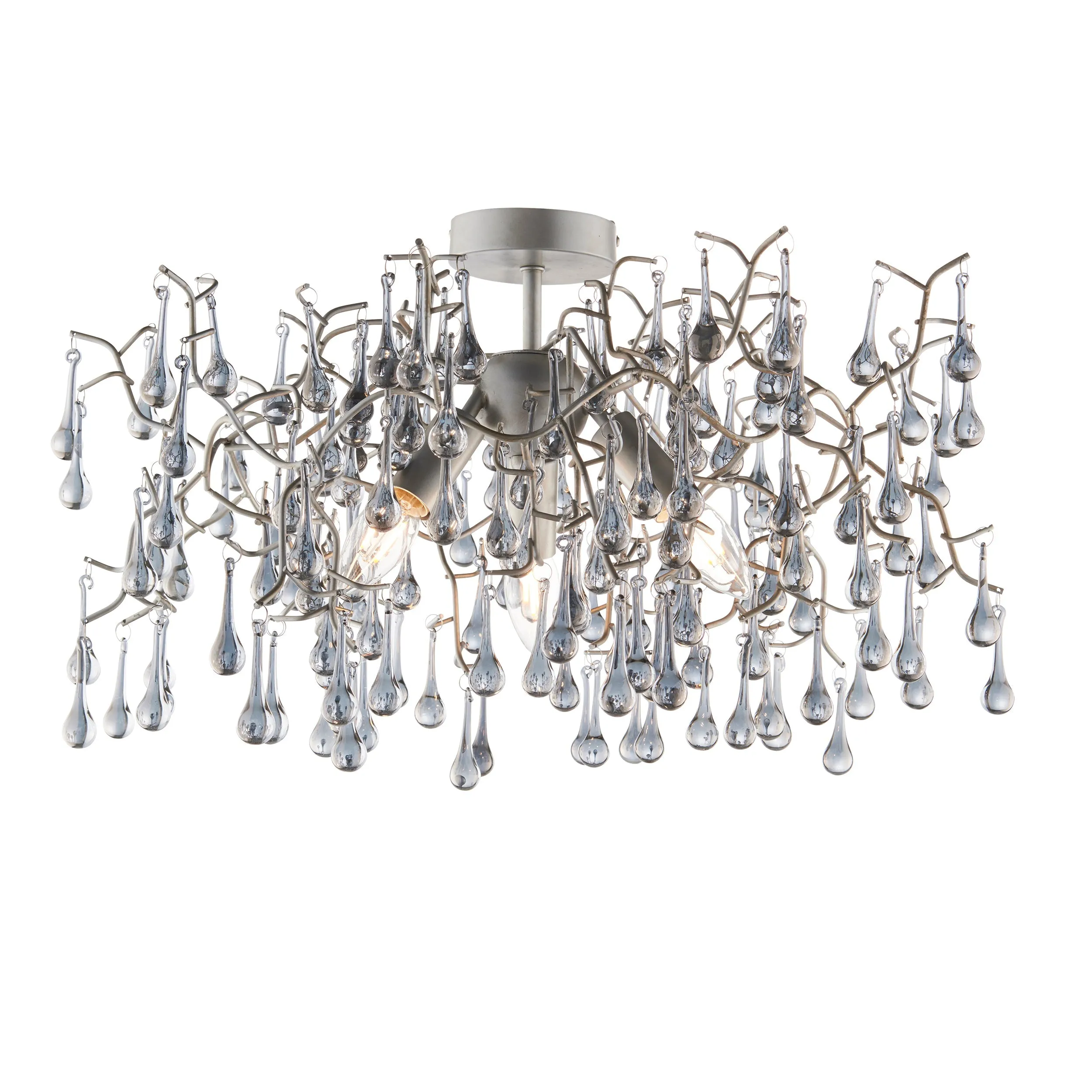 Amos Chatsworth Flush Chandelier Aged Silver