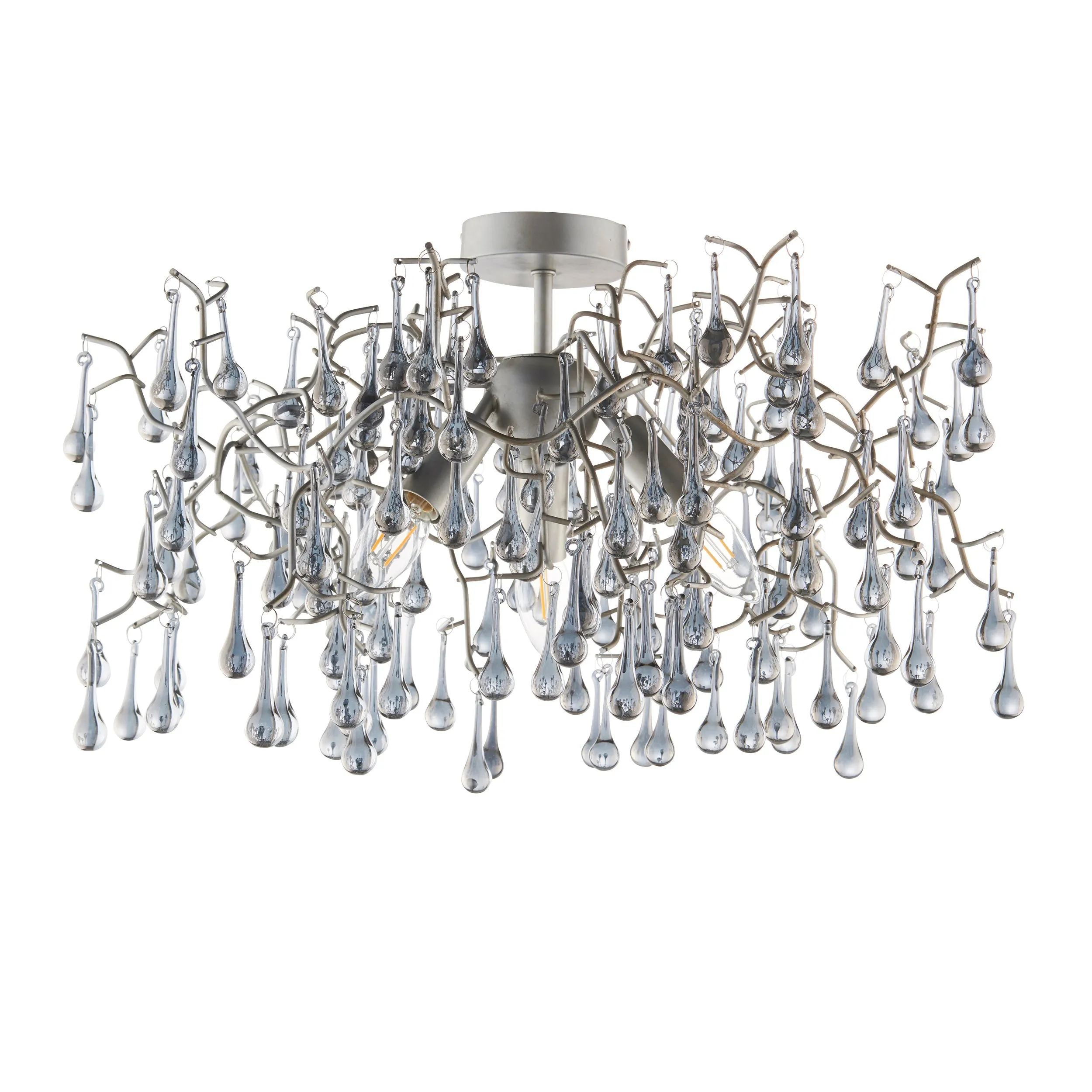 Amos Chatsworth Flush Chandelier Aged Silver