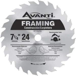 Avanti 7-1/4 In. 24-Tooth Framing Circular Saw Blade