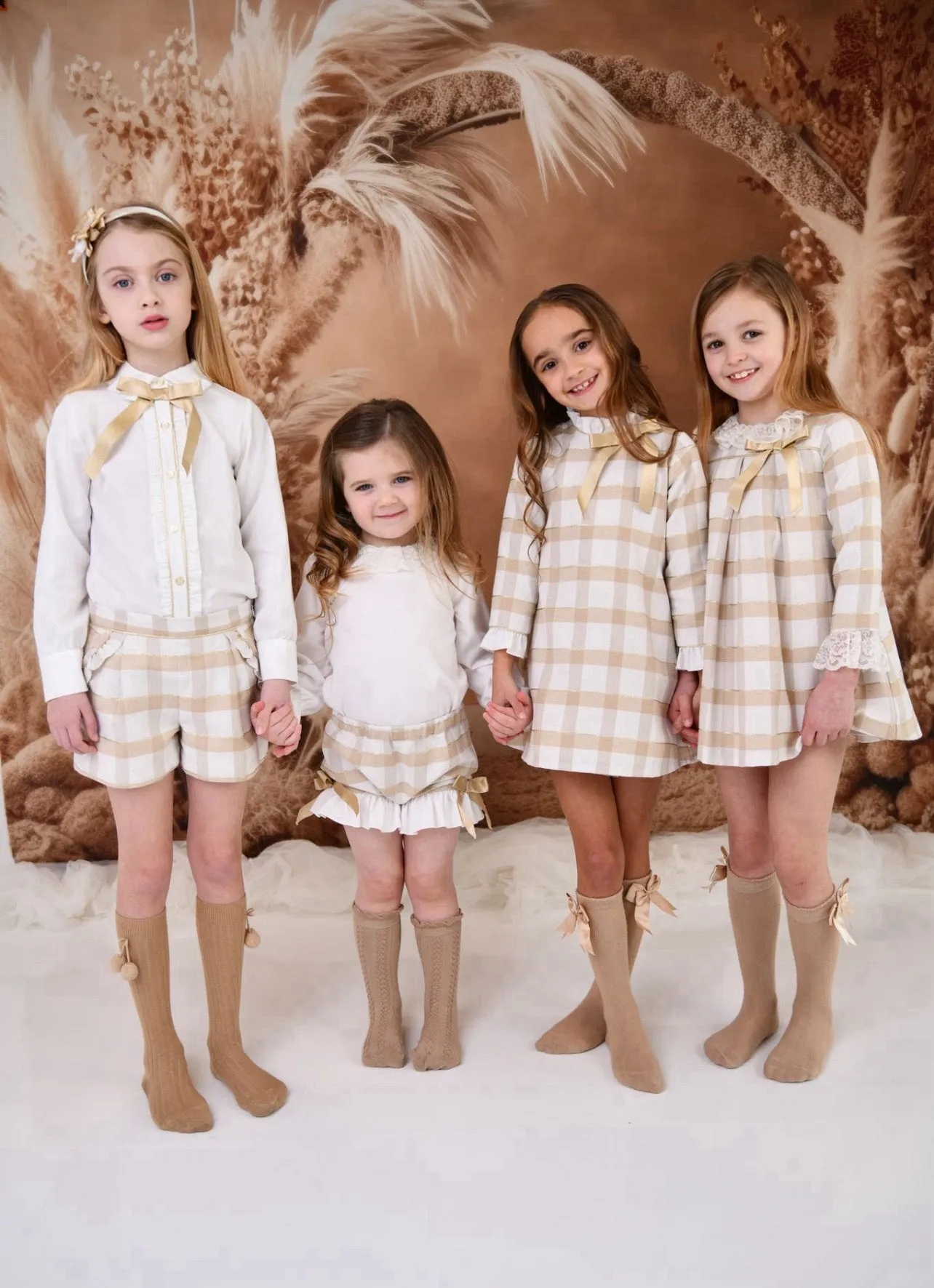 AW24 Rochy Girls Camel & White Dress