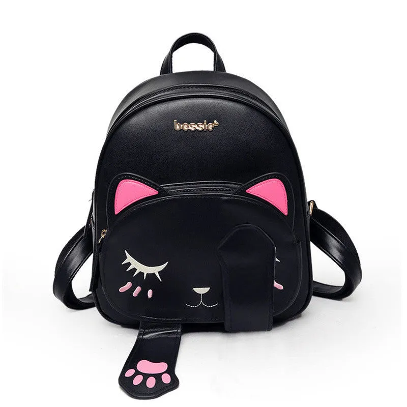 Bag for cat lovers - Cat Backpack Black Preppy Style School