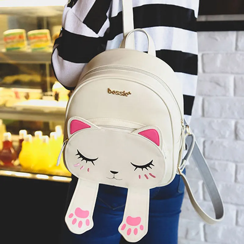 Bag for cat lovers - Cat Backpack Black Preppy Style School