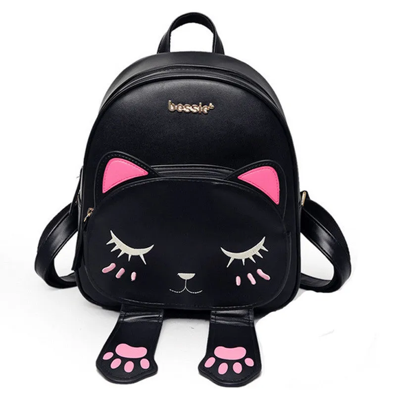 Bag for cat lovers - Cat Backpack Black Preppy Style School