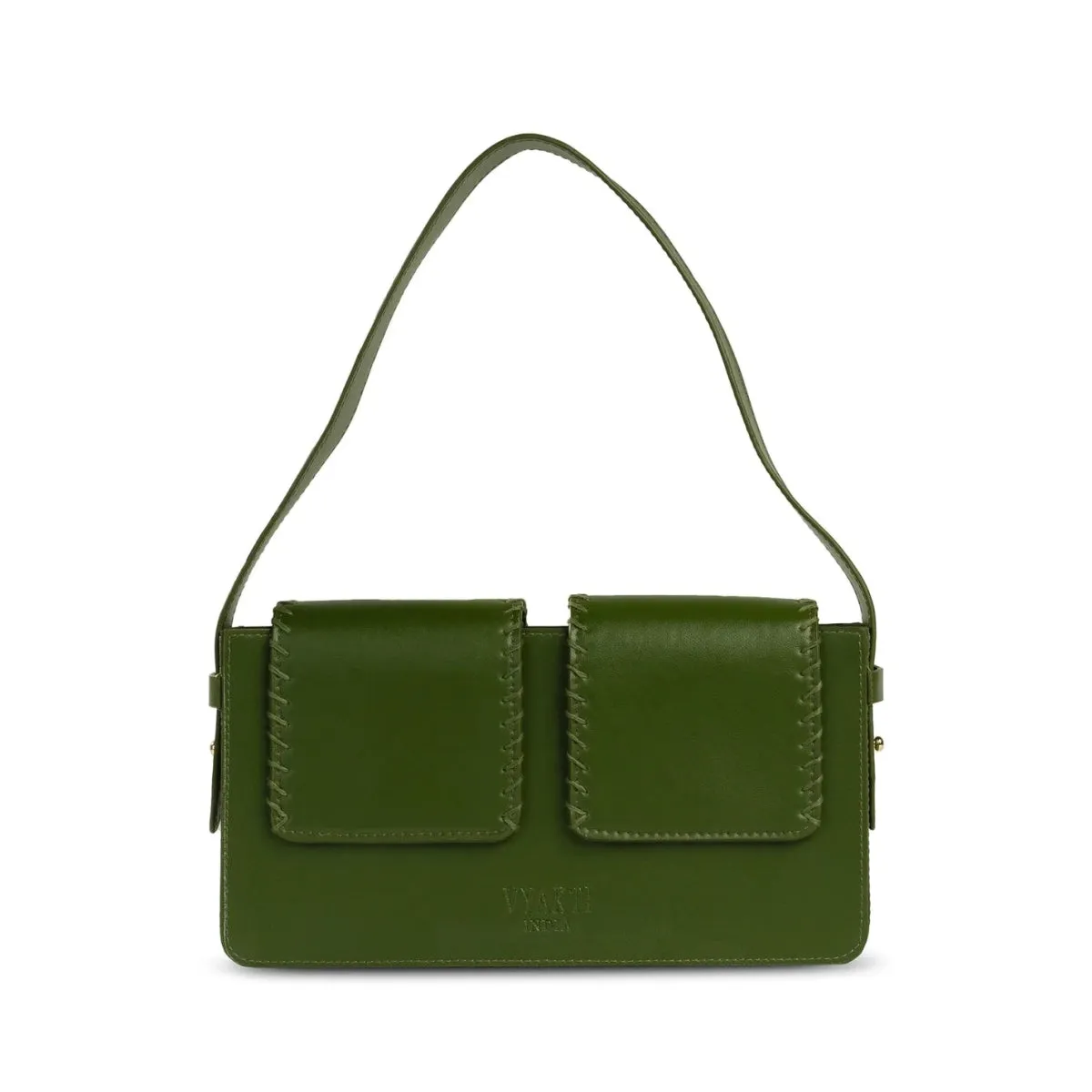 Basta- Double Flap Vegan Cactus Leather Shoulder Bag