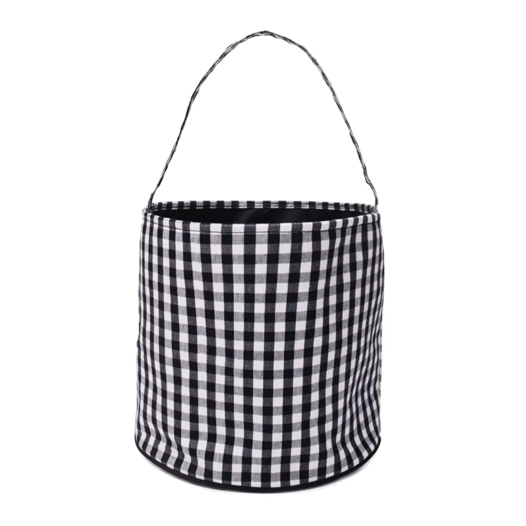 Black Gingham Halloween Treat Bucket