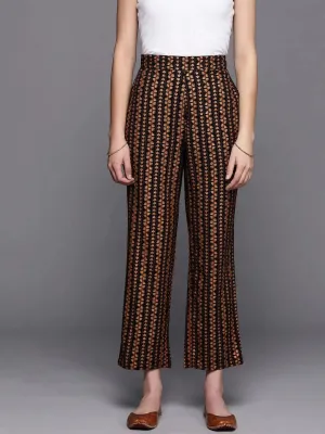 Black Printed Rayon Trousers