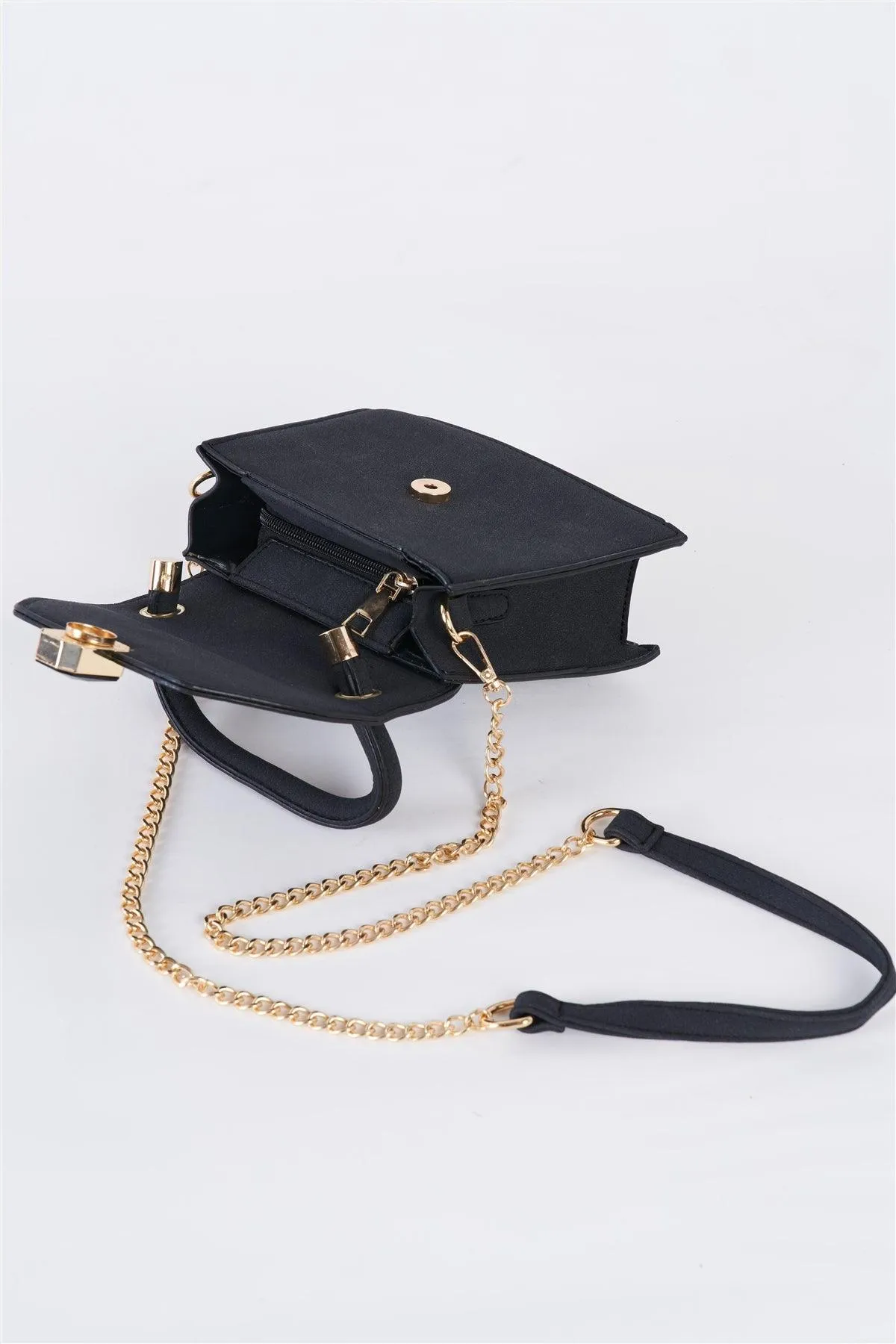 Black Vintage Inspired Purse With Gem Closure Detail /3 Bags