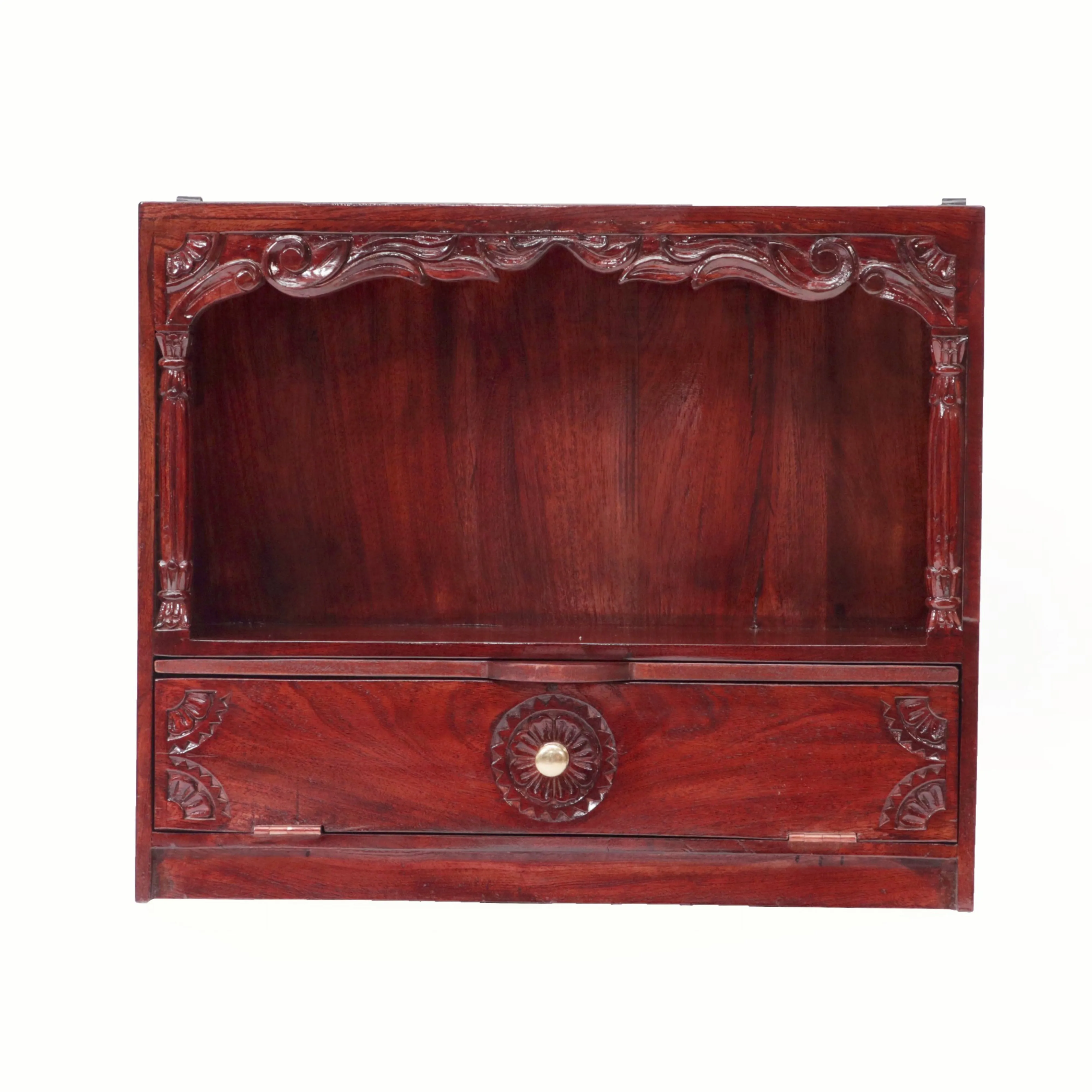 Carved Wall Hanging Temple with 1 Door Drawer & Tray