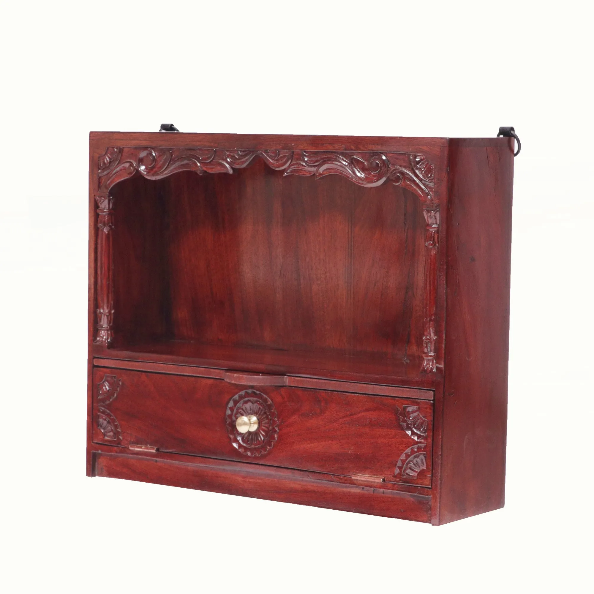 Carved Wall Hanging Temple with 1 Door Drawer & Tray