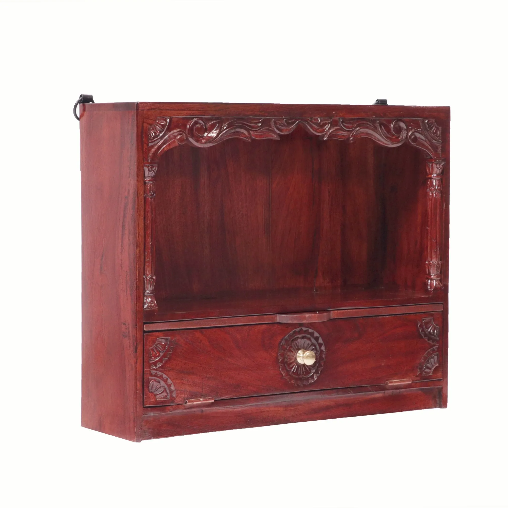 Carved Wall Hanging Temple with 1 Door Drawer & Tray