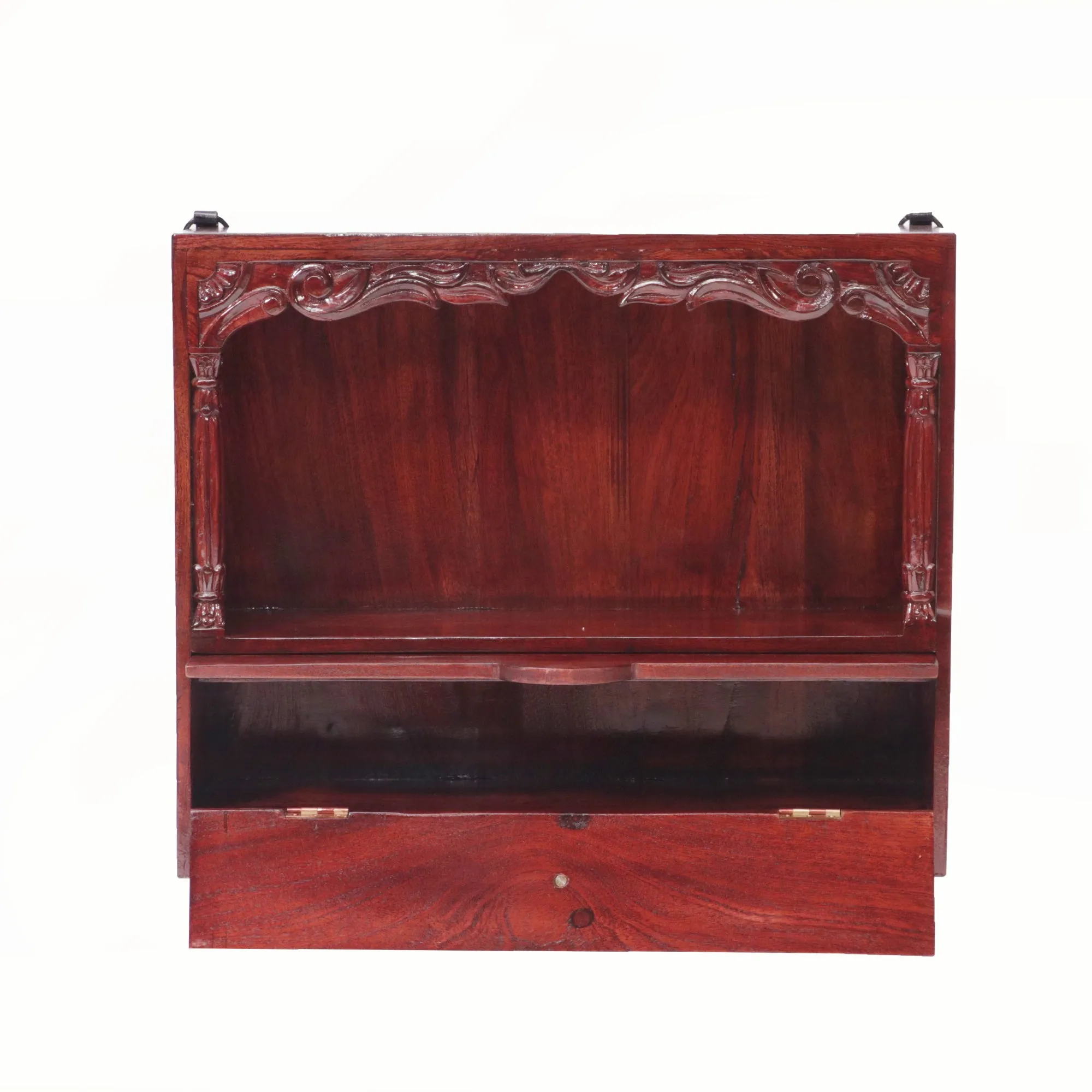 Carved Wall Hanging Temple with 1 Door Drawer & Tray