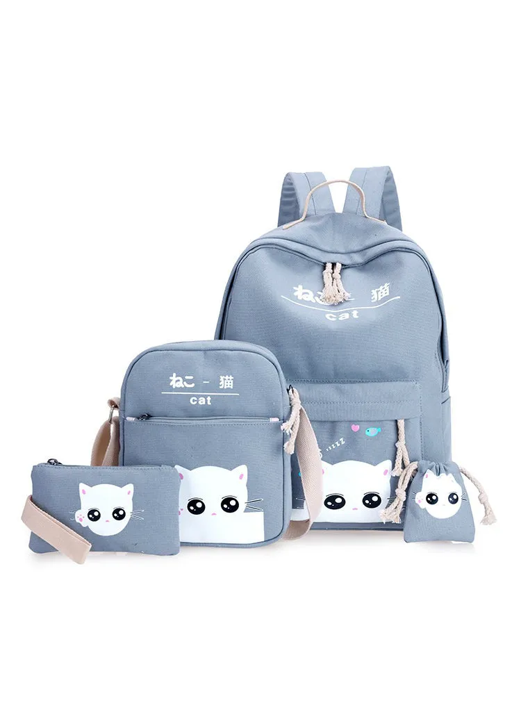 Cat Backpacks For Teenager School Bag For Girls Set