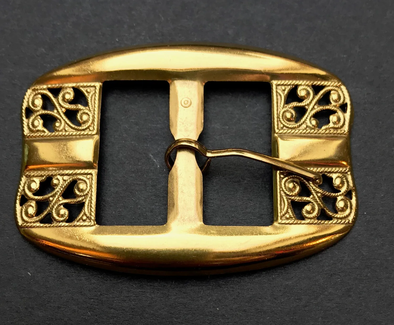 Charming Vintage 1940s Italian Gold Metal Belt Buckle - Old Shop Stock