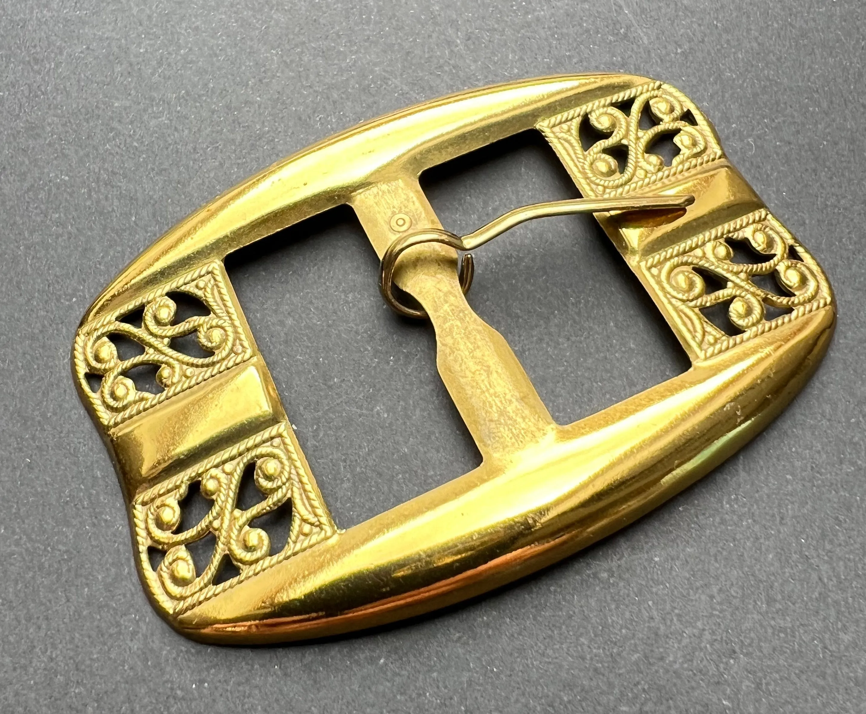 Charming Vintage 1940s Italian Gold Metal Belt Buckle - Old Shop Stock