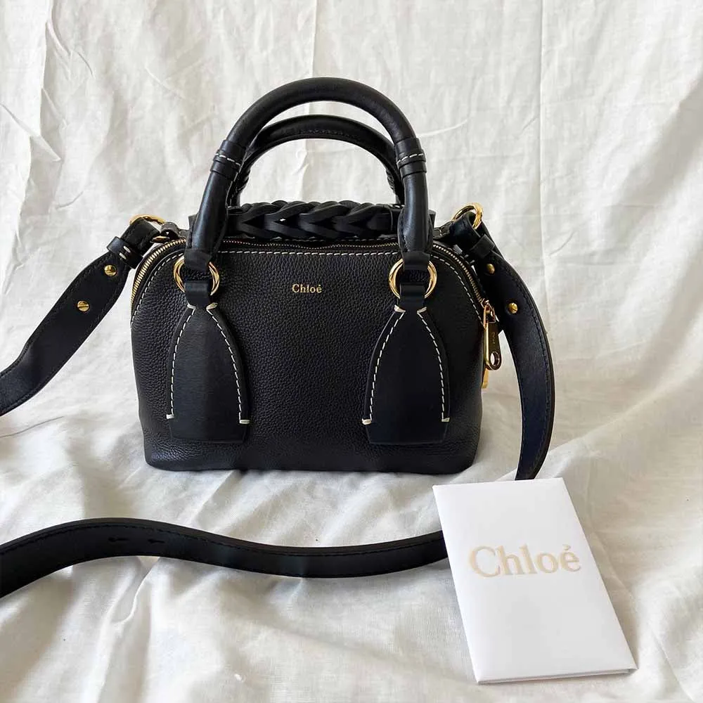 Chloe 'Daria' braided handle grain leather small shoulder bag