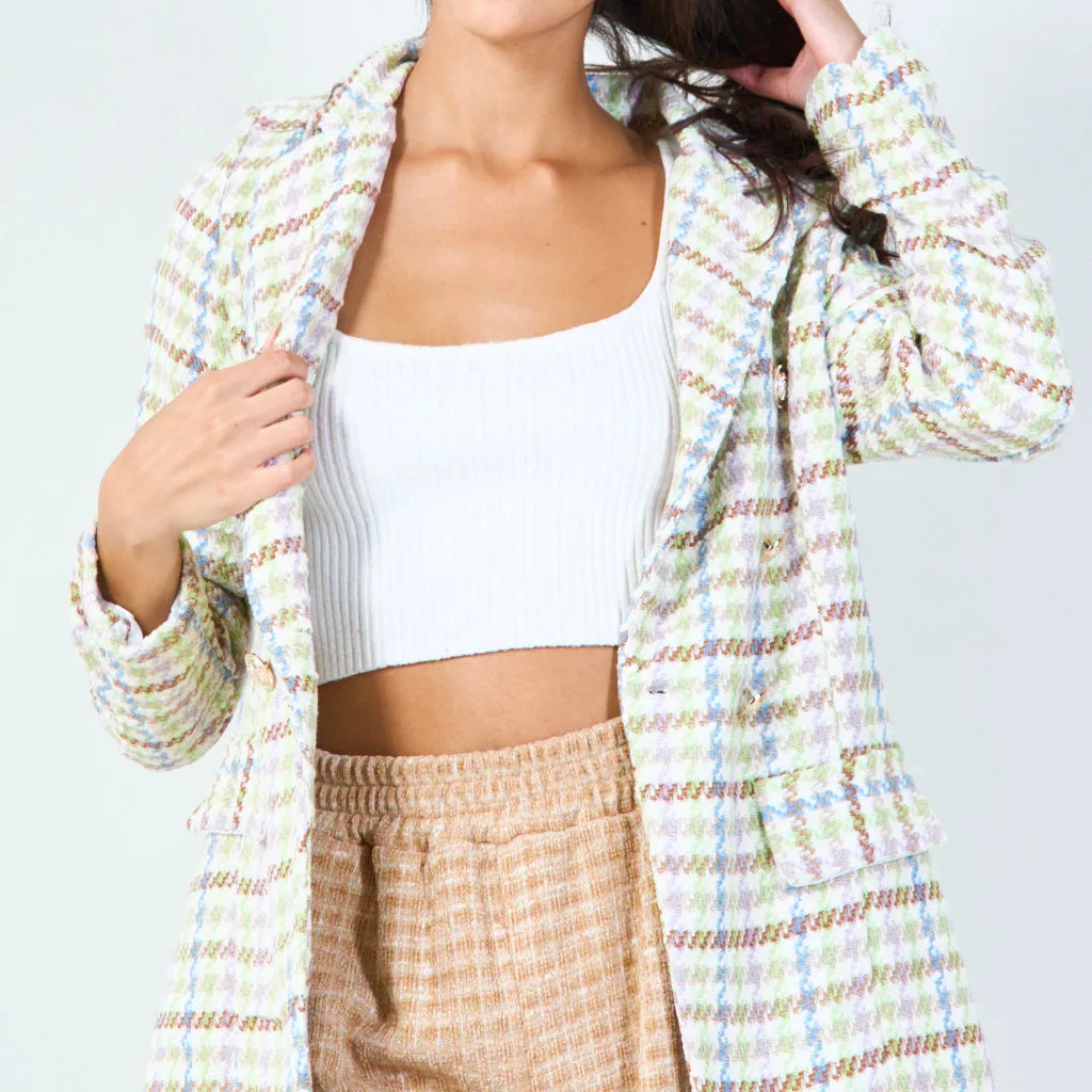 Classic tweed blazer with pockets wholesale