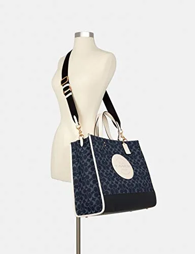 COACH Women's Dempsey Tote 40 In Signature Jacquard With Patch (Denim Multi)