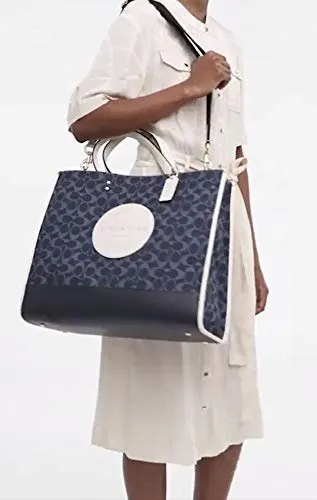 COACH Women's Dempsey Tote 40 In Signature Jacquard With Patch (Denim Multi)