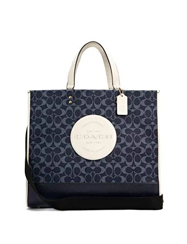 COACH Women's Dempsey Tote 40 In Signature Jacquard With Patch (Denim Multi)