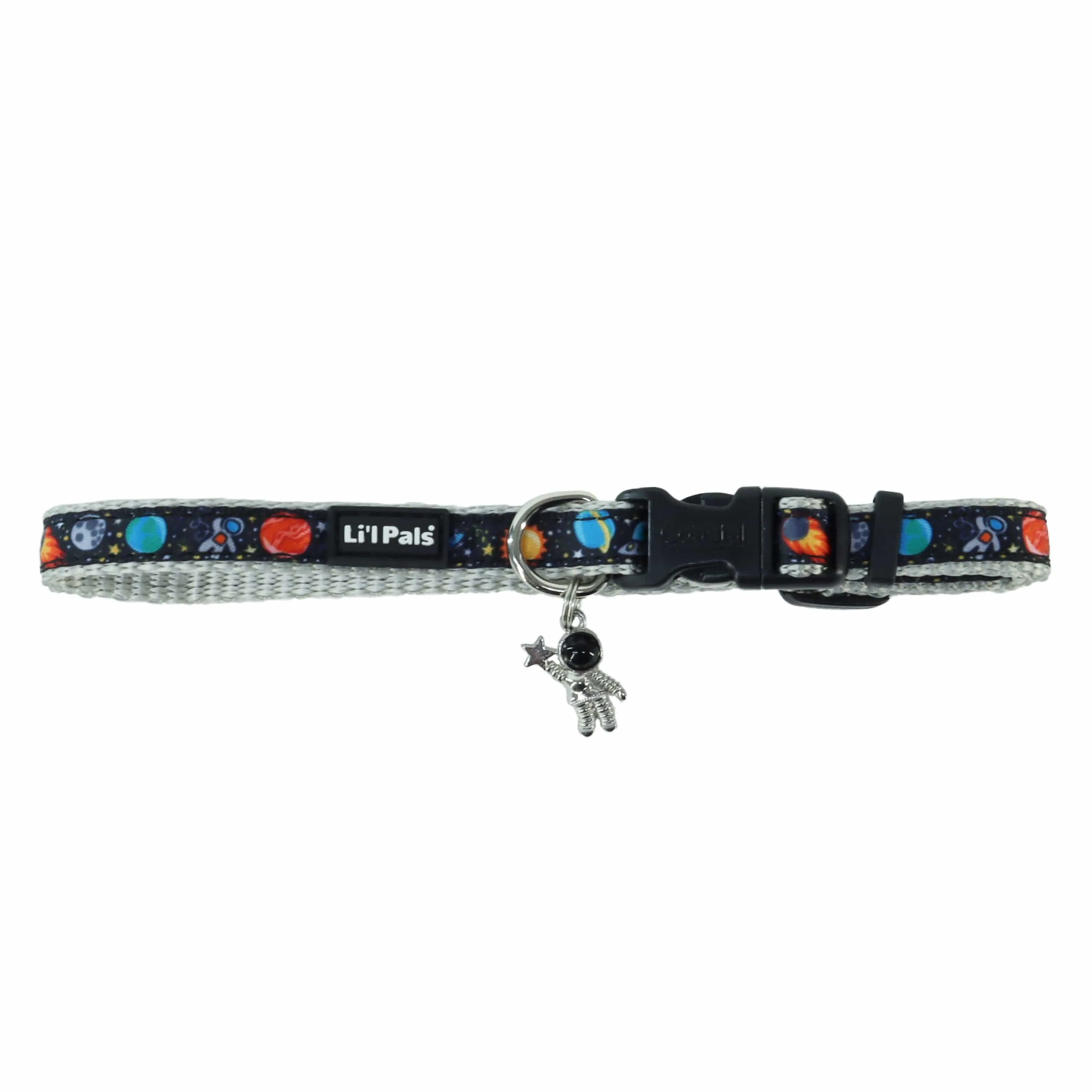 Coastal Pet Products Li'l Pals Charming Ribbon Overlay Dog Collar in Li'l Space Explorers