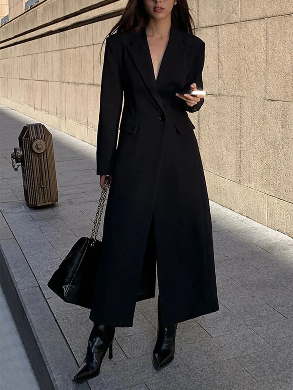 Collar Pocket Graceful Blazer Coat