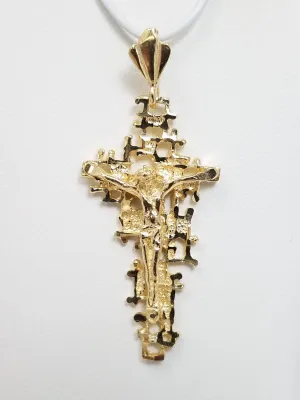 Cool 14k Solid Yellow Gold Modernist Crucifix Pendant