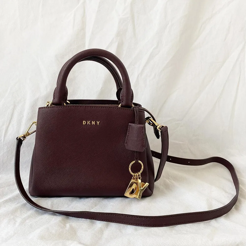 DKNY Burgundy Mini Crossbody Top Handle Bag