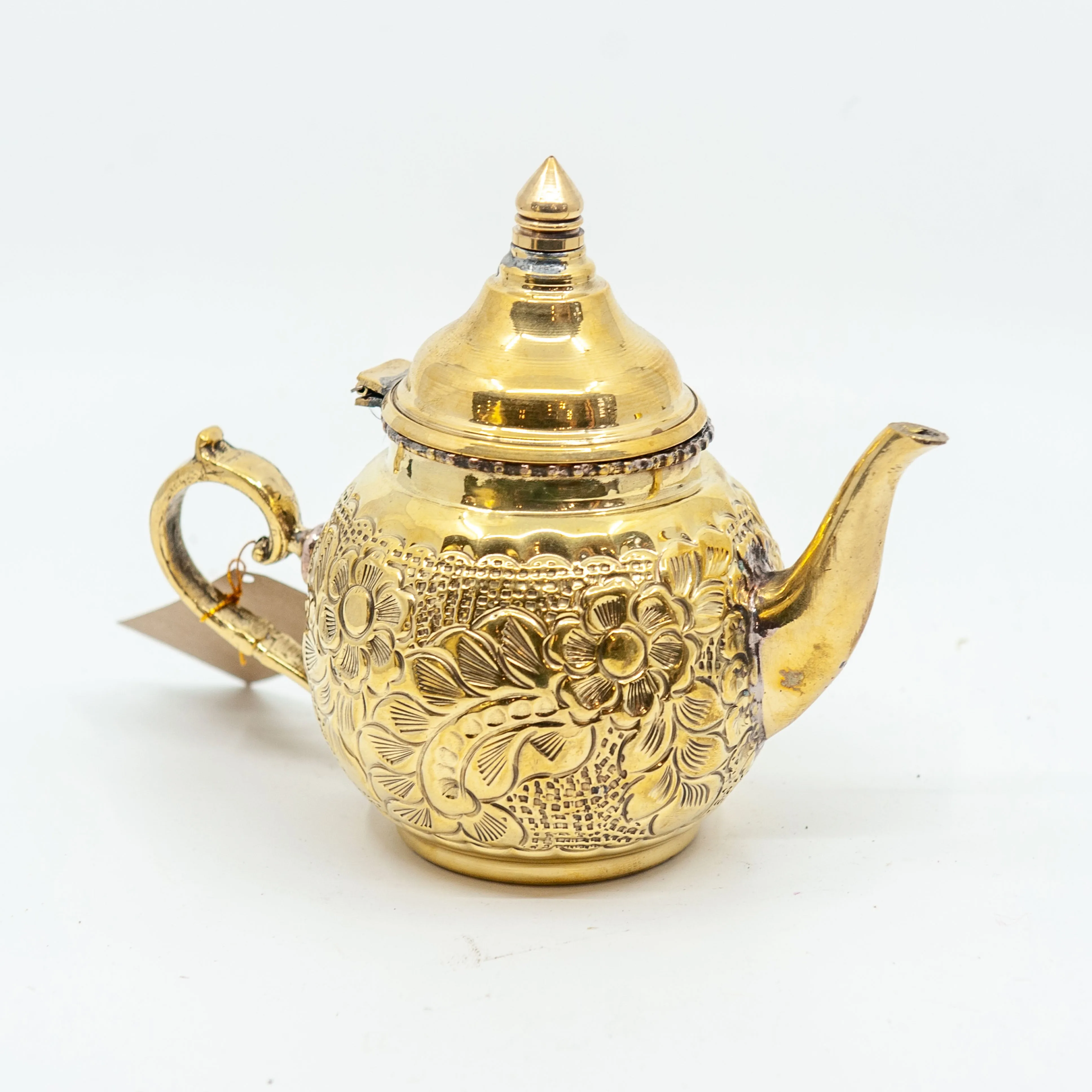 Egyptian Ornate Brass Teapot - Short