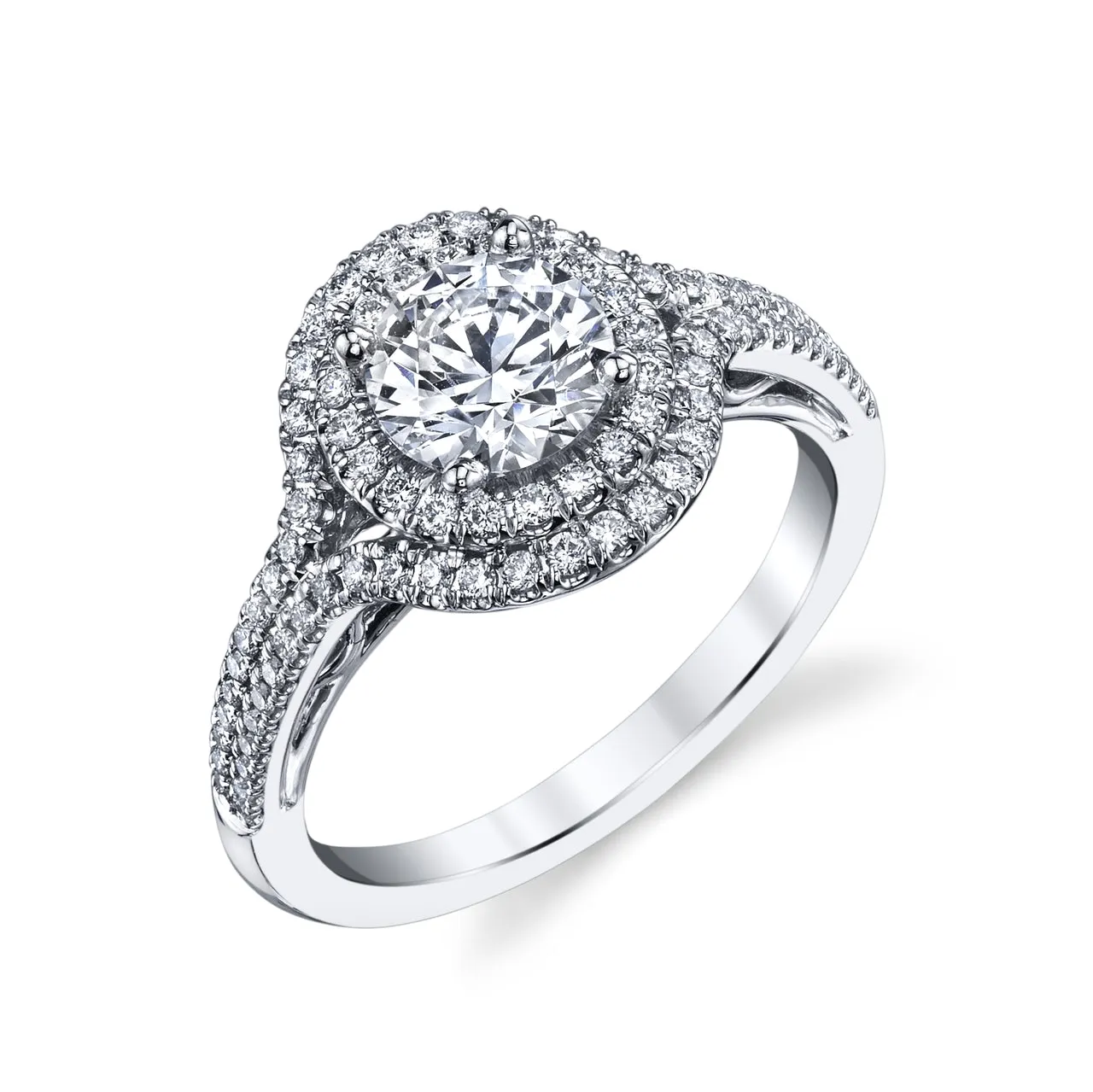 Engagement Ring With Two Rows Of Fishtail Set Diamonds.