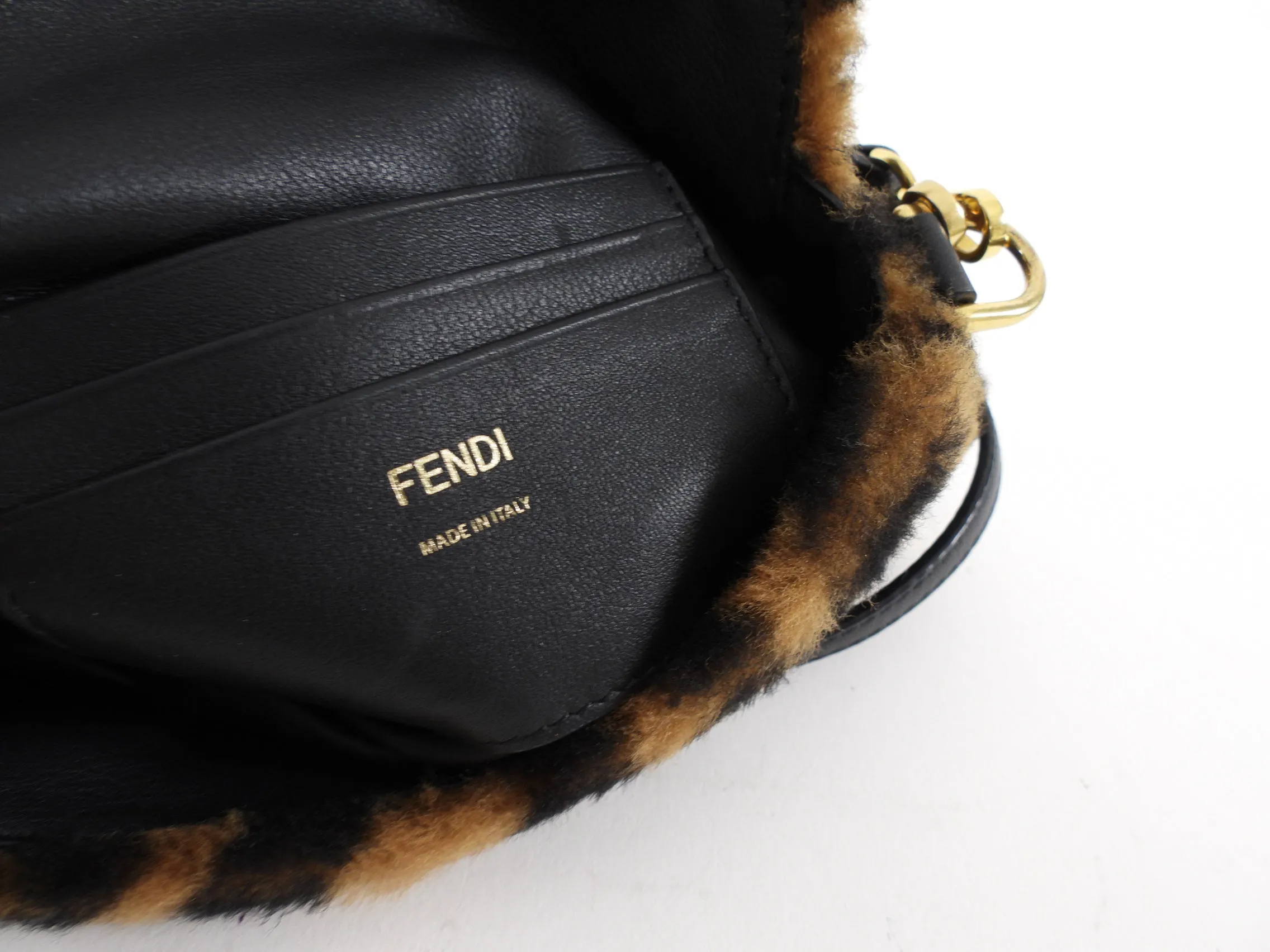 Fendi 1974 Mini Brown Sheepskin Shearling Baguette Bag