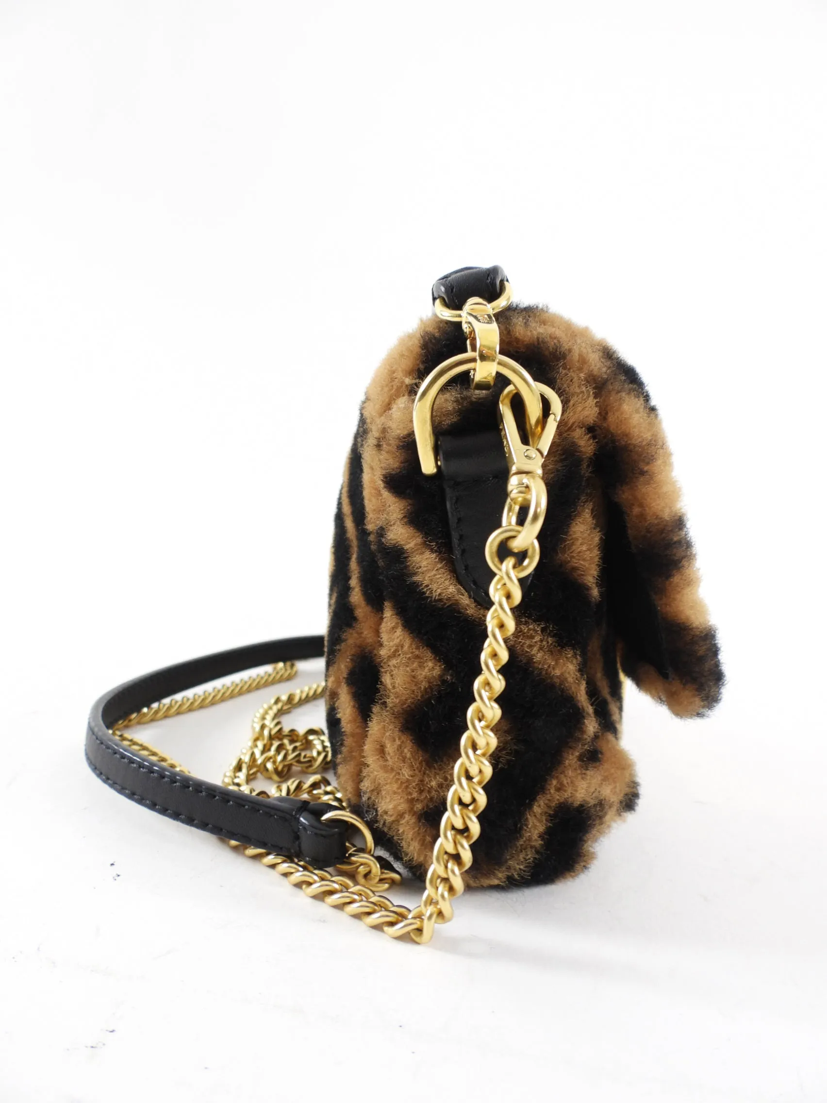 Fendi 1974 Mini Brown Sheepskin Shearling Baguette Bag