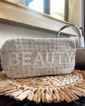 FINAL SALE!! Tweed BEAUTY Bag in White