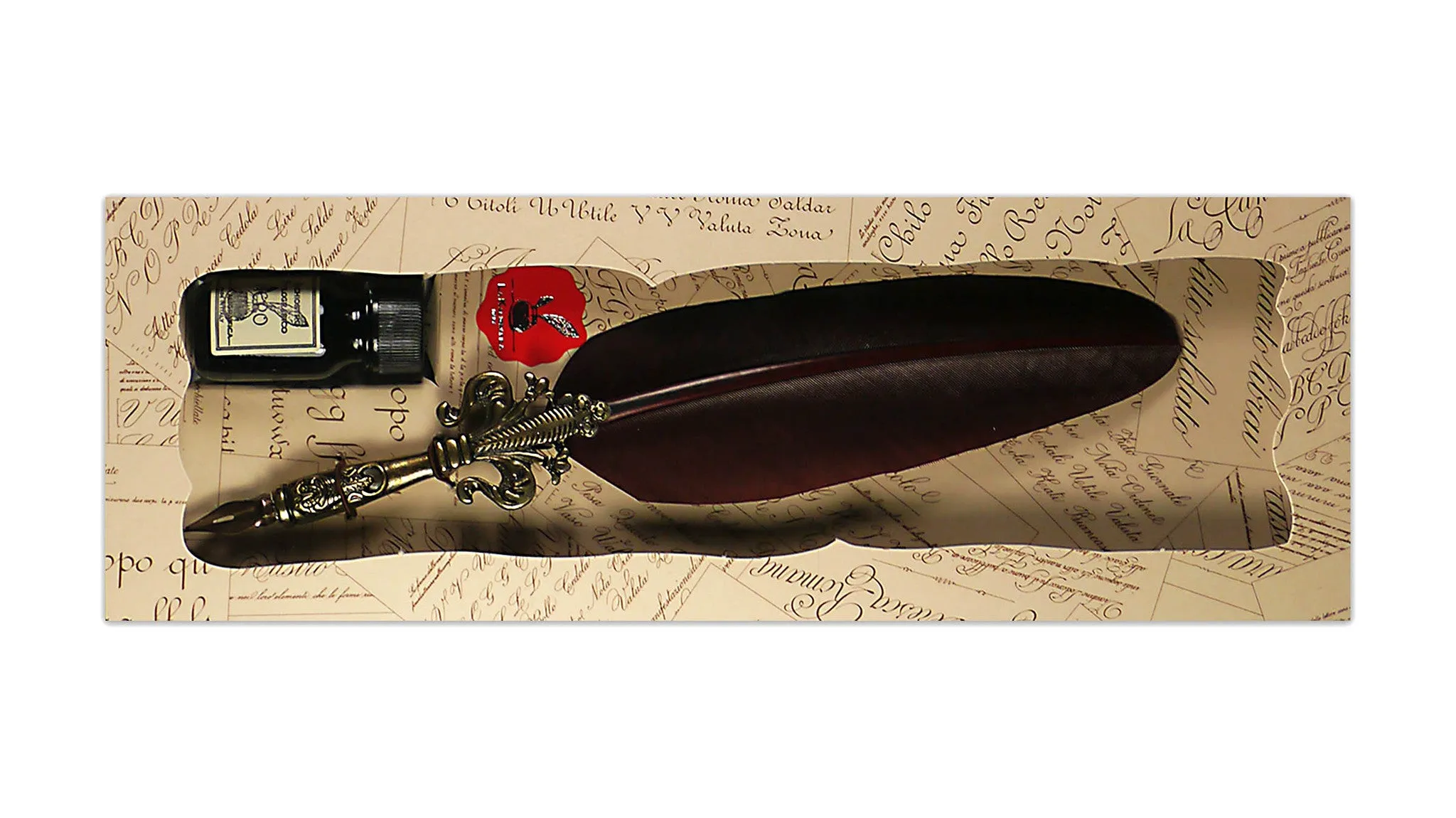 Fleur-De-Lys Feather Quill & Ink Set