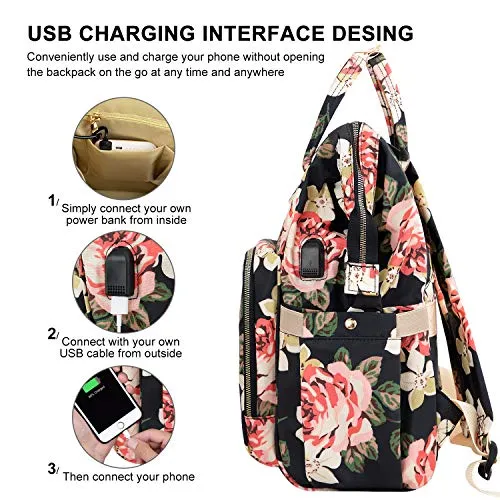 Flower Pattern Backpack for Women, Stylish for College, School