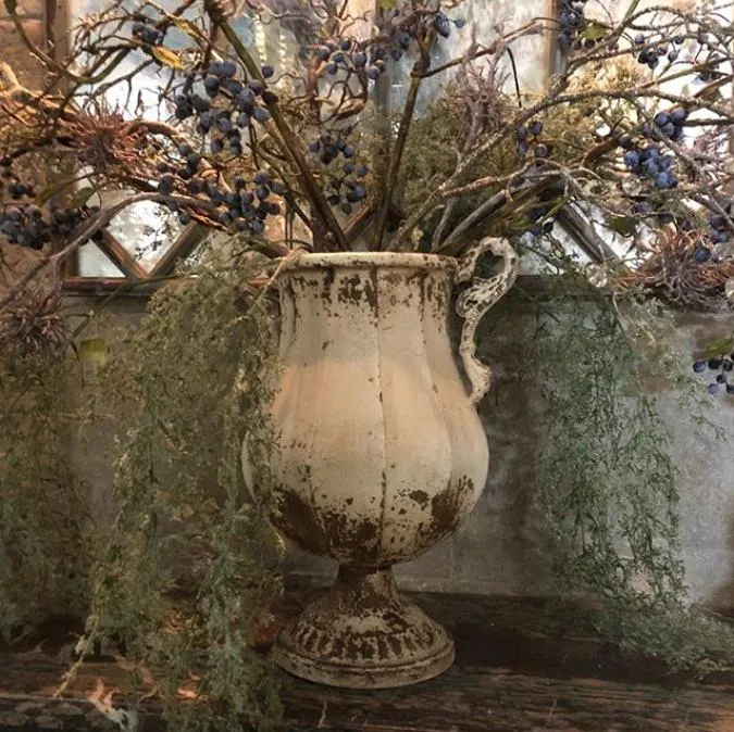 French Style Metal Urn - Rounded