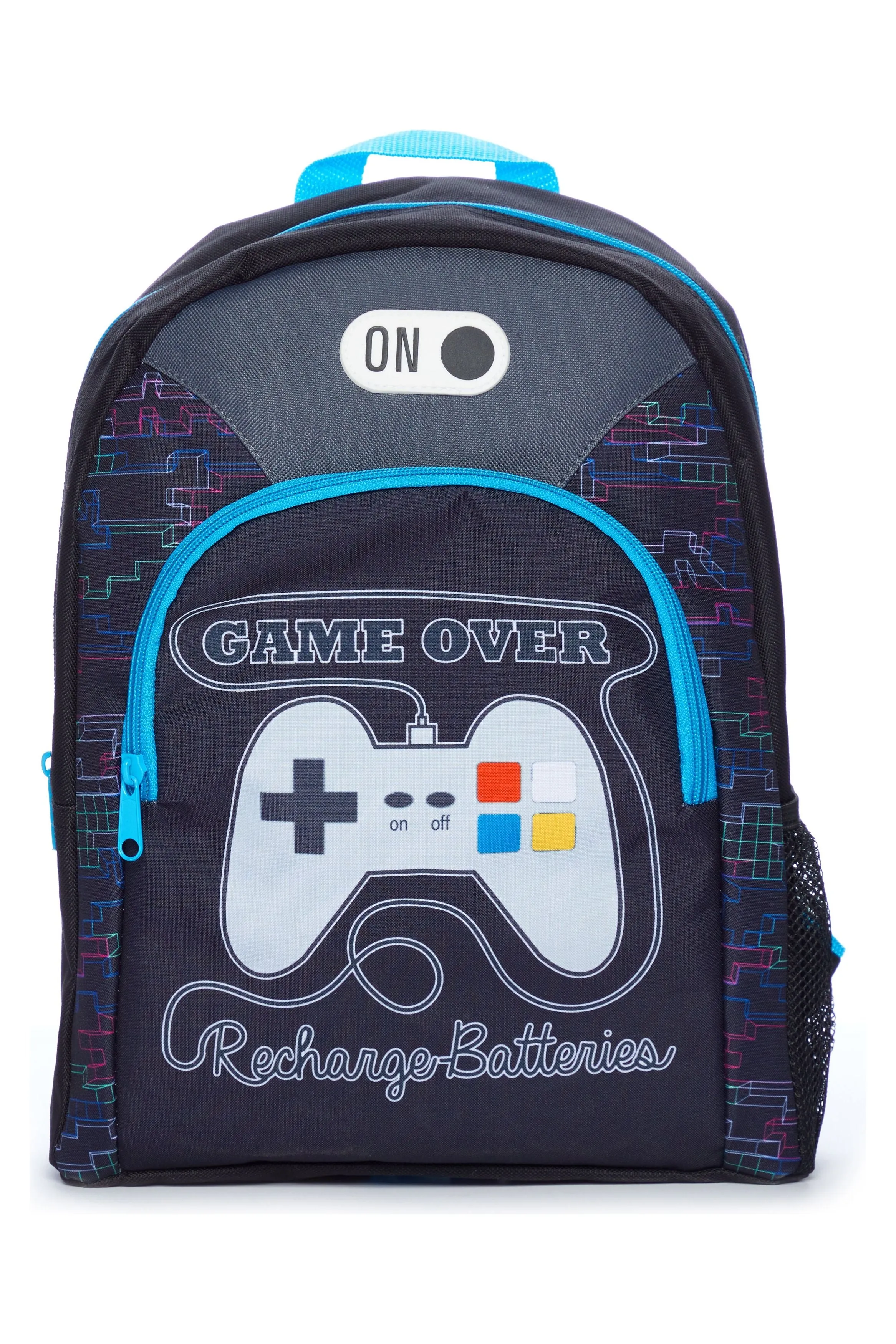 Game Over Recharge School Bag And Lunch bag 2 Piece, Kids Boys Gamer Backpack