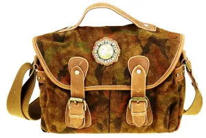 Genuine Leather Washed Canvas Shoulder/Crossbody Travel Bag - Camo