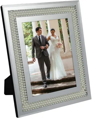 Glass Mirror Picture Photo Frame with Accent Pearl Border