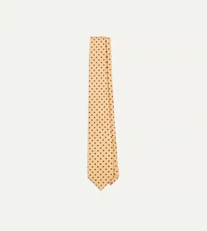 Gold Circular Dot Silk Self Tipped Tie