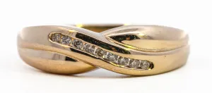 Graceful 9ct Yellow Gold Crossover Diamond Ring